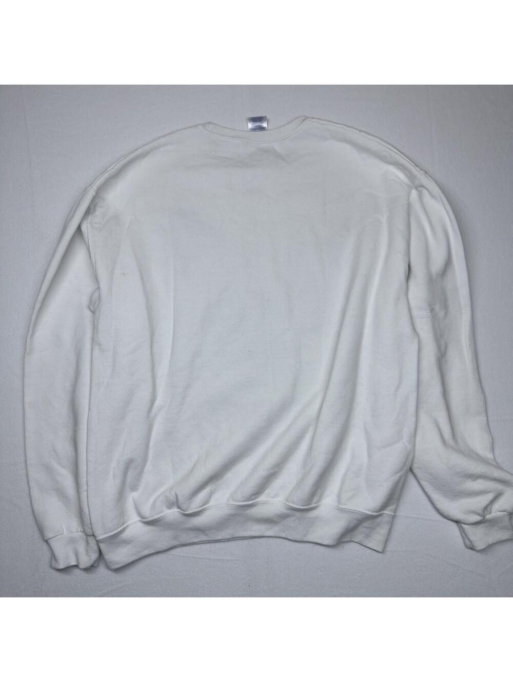 JERZEES NuBlend White Crewneck Fleece Pullover Sweatshirt Cat Graphic Size L - Picture 3 of 4